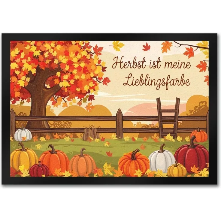 speecheese Fußmatte Herbstliche Landschaft mit Kürbissen Fußmatte in 35x50 cm Herbst ist