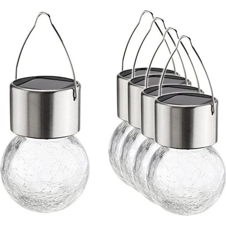 Haushalt International LED Solarleuchte Gartenleuchte 5er Set, LED fest integriert, in Bruchglasoptik – Bild 3