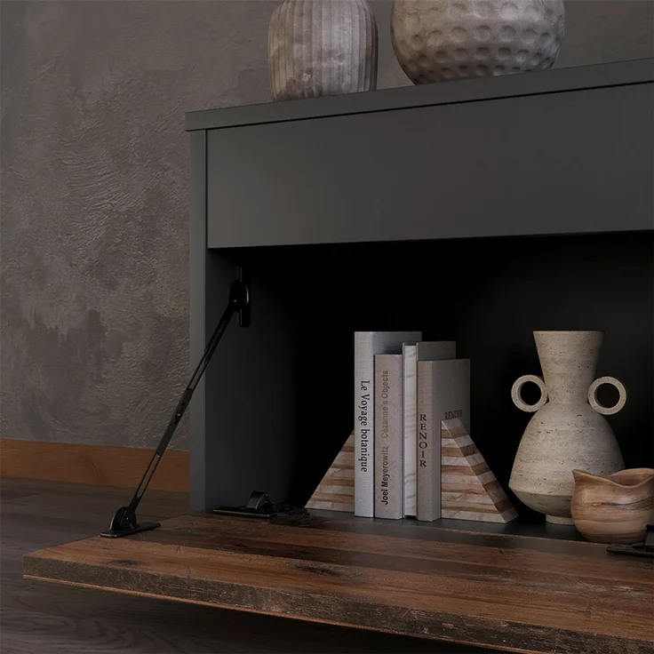 Wohnwand Berno Schwarz/Oldstyle 2 Teile Vicco – Bild 4