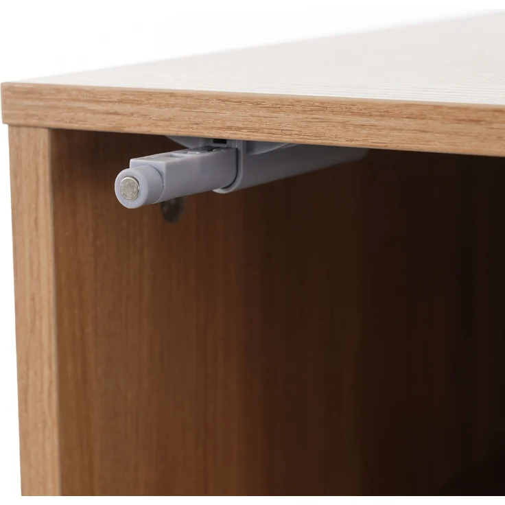 Vitrinenschrank aus MDF in Holzoptik mit Glastür, 3 höhenverstellbaren Einlegeböden und 2 Schubladen,H 160 x T 39.8 x B 35 cm – Bild 10