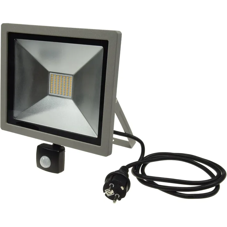 LED Außenleuchte mit Bewegungsmelder 50W 3200 Lumen IP44 1,5m Kabel