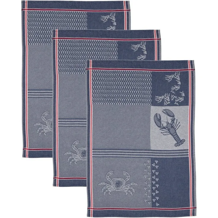 ROSS Geschirrtuch Maritim - Krabben & Co, (Set, 3-tlg), Motivtuch, aus 100% Baumwolle