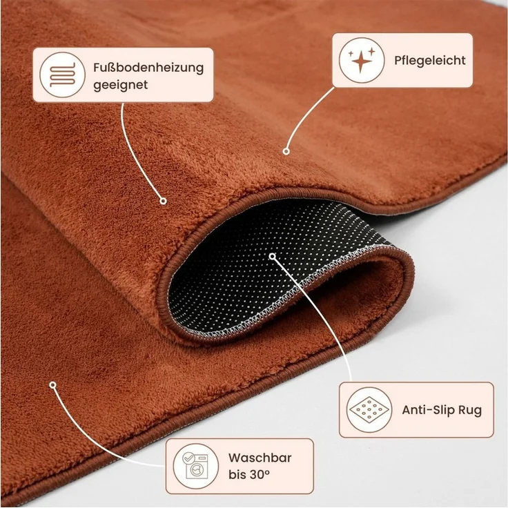 Vimoda Teppich Cozy Kurzflor Teppich – Angenehm warm & weich, waschbar & rutschfest, Rechteck, Höhe: 10 mm, Fellteppich Uni, Wohnzimmer, Schlafzimmer, kinderzimmer – Bild 3