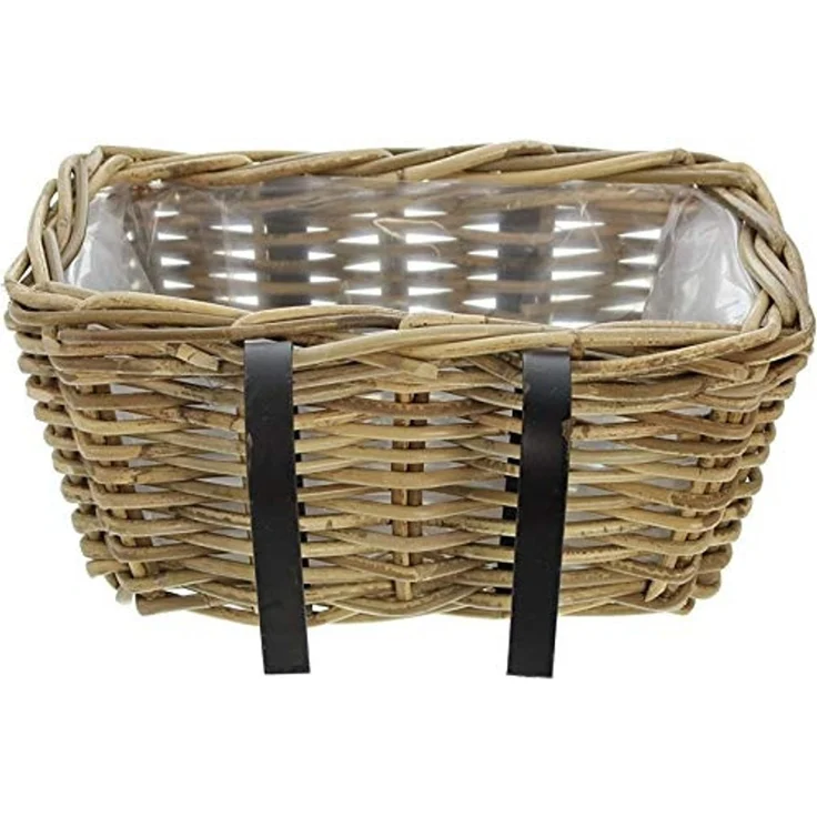Rattan Pflanzkasten "Koboo Grey" klein, grau, Balkonkasten mit Halterung, Blumenkasten für Draußen, Pflanzgefäß – Bild 5