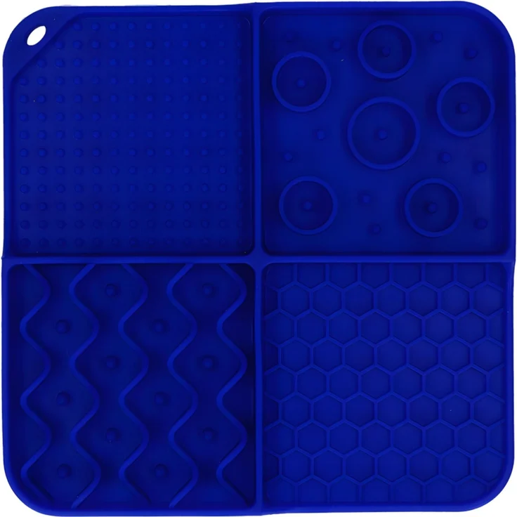 Eat Slow Live Longer Leckmatte mit tiefen Fächern blau, Maße: 21 x 21 cm – Bild 2