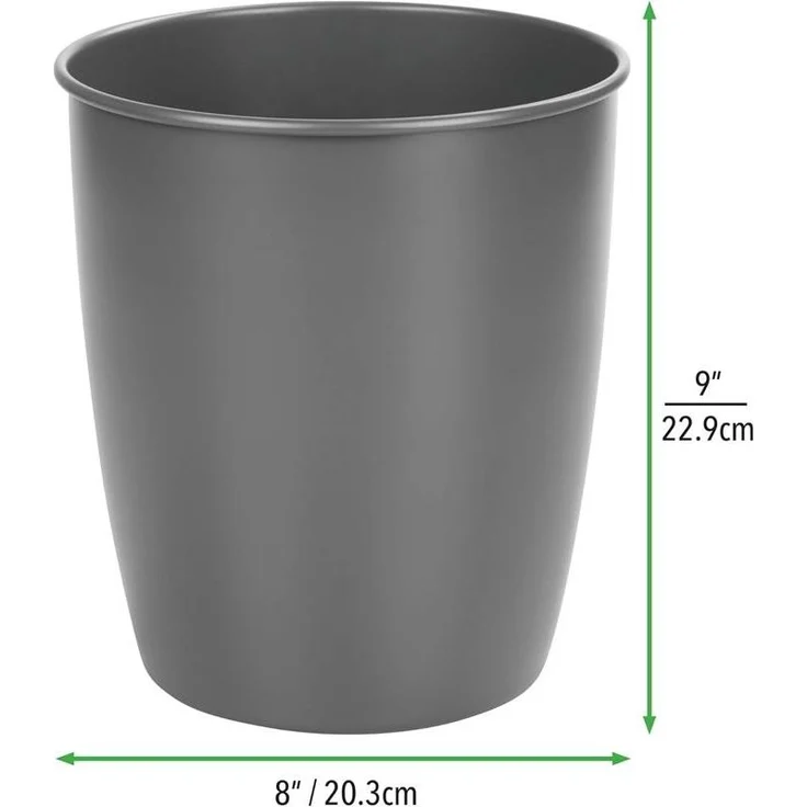 mDesign Mülleimer Abfalleimer Papierkorb Badmülleimer Rund Metall Dunkelgrau – Bild 2