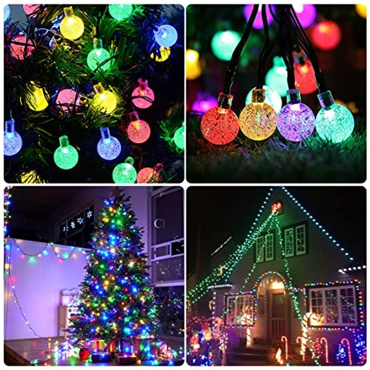 Lichterkette Außen Solar Wetterfest, 60 LED 13,2M 43,3Ft 8 Modi IP65 Wasserdicht Bunt Solarlichterkette aussen Wetterfest Solar Lampions für Balkon Deko Terassen Garten Bäume Weihnachten Festival – Bild 10