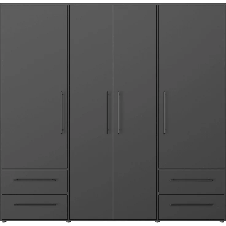 Forte 'MOKKARO' Kleiderschrank, Schwarz, 206 x 200 x 60 cm – Bild 2