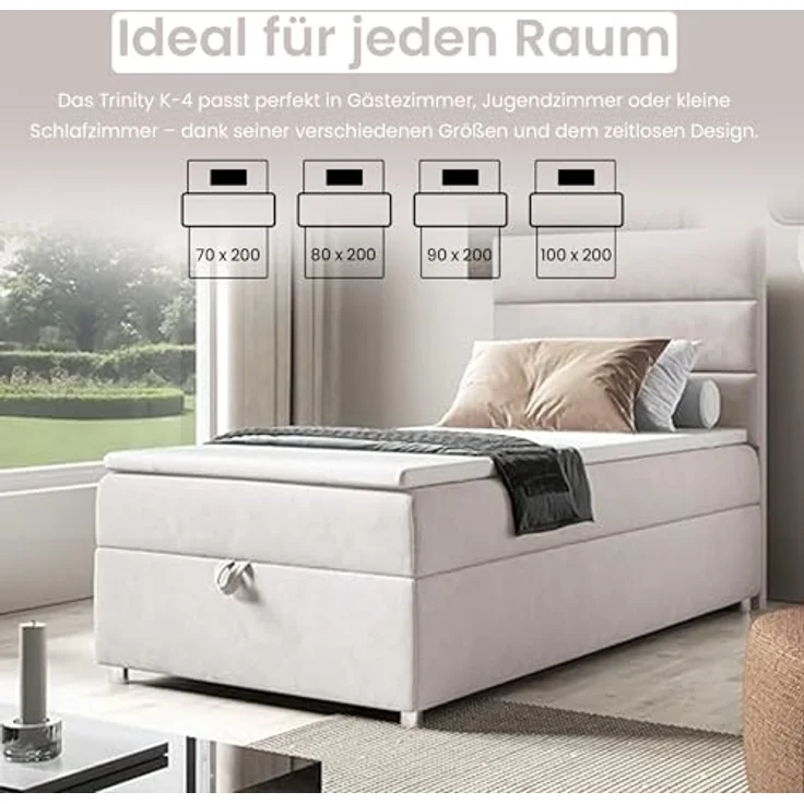 Best For Home Box Spring Bed with 7-Zone Bonell Spring Mattress, Box Spring Bed with Mattress and Storage Space – Bild 5