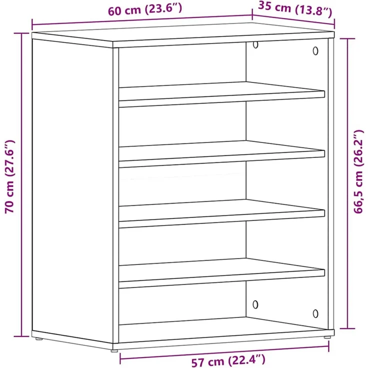 vidaXL Schuhschrank Schwarz Eichen-Optik 60 x 35 x 70 cm Holzwerkstoff 862683 – Bild 12