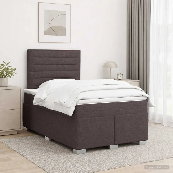 vidaXL Boxspringbett mit Matratze Dunkelbraun 120 x 190 cm Stoff 3454820