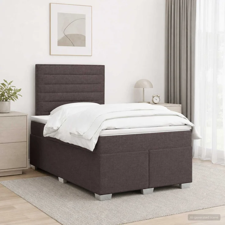 vidaXL Boxspringbett mit Matratze Dunkelbraun 120 x 190 cm Stoff 3454820 – Bild 1
