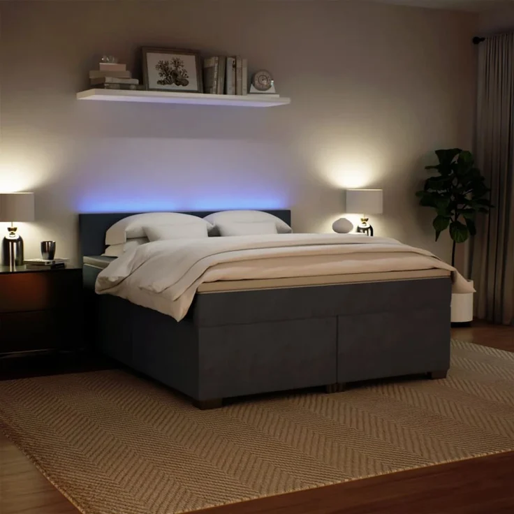 vidaXL Boxspringbett mit Matratze Dunkelgrau 180x200 cm Samt 3288673 – Bild 4