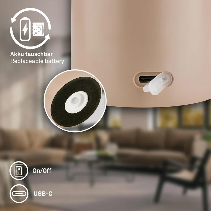 Briloner Leuchten LED Tischleuchte Akku Stufenlos dimmbar Touchfunktion Kabellos, LED fest integriert, Warmweißes Licht USB-C Ladung 150mm Durchmesser 190mm Höhe – Bild 8