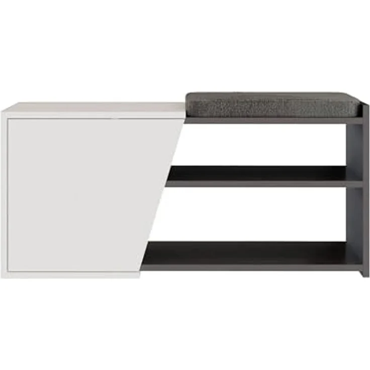 Dmora Schuhschrank Dione 104,6x37,5x47,2h cm Schwarz 2 Böden, 1 Tür – Bild 2