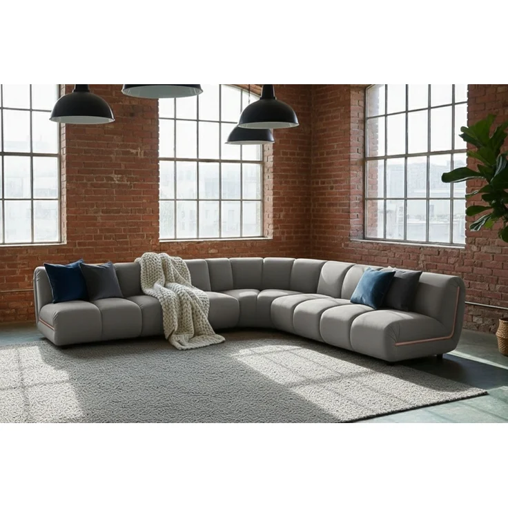 KAWOLA Modulsofa LAYLA Ecksofa 5 Module Velvet taupe 74 x 305 x 305 cm – Bild 1