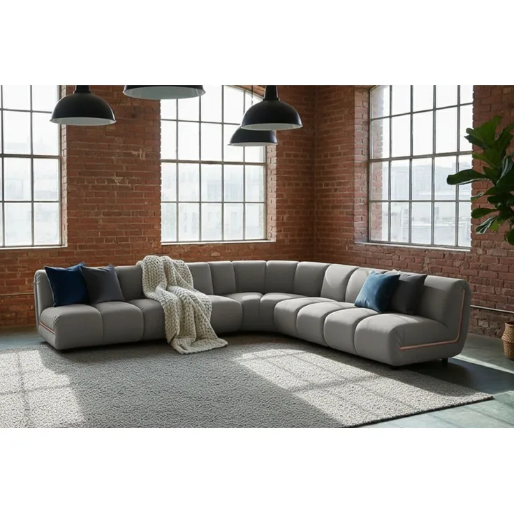 KAWOLA Modulsofa LAYLA Ecksofa 5 Module Velvet taupe 74 x 305 x 305 cm