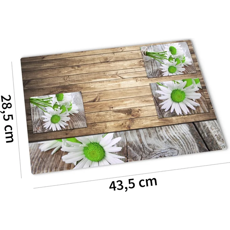 matches21 HOME & HOBBY Platzset Tischset Margeriten Blumen 4er Tischunterlage Tischdeko, (4-St), modernes Esstisch Platzdeckchen als abwaschbarer Tischuntersetzer – Bild 2