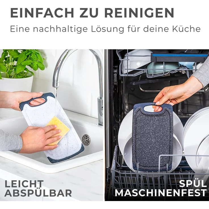 Exitoso Schneidebrett 3er-Set, Kunststoff, (3-St), mit praktischer Saftrille, spülmaschinenfest – Bild 5