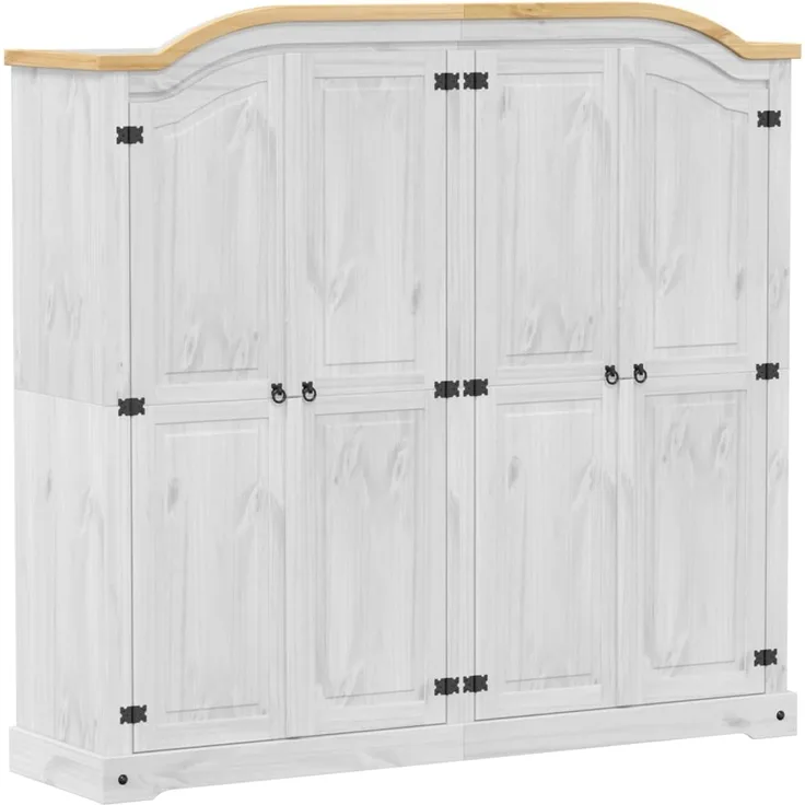 vidaXL Kleiderschrank Corona Weiß 194x52x186 cm Massivholz Kiefer 4012163