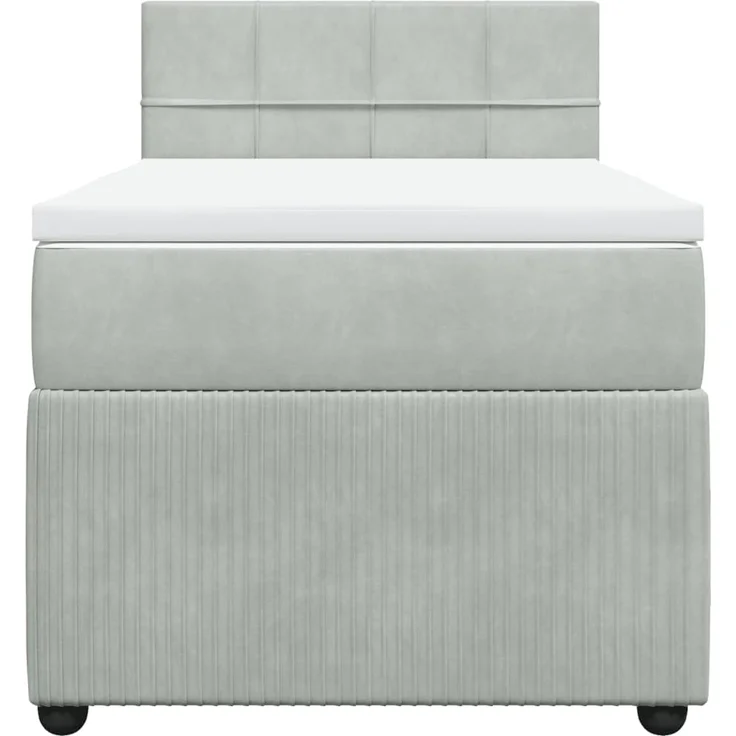 vidaXL Boxspringbett mit Matratze Hellgrau 100x200 cm Samt 3287662 – Bild 4