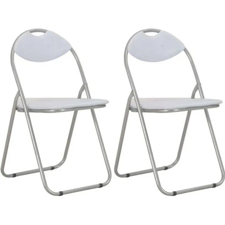 vidaXL Klappbare Esszimmerstühle 2 Stk. Weiß Kunstleder 284408