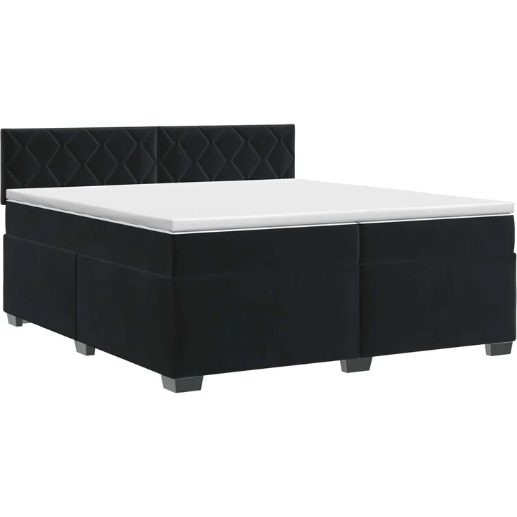 vidaXL Boxspringbett mit Matratze Schwarz 200 x 200 cm Samt 3450790 – Bild 2
