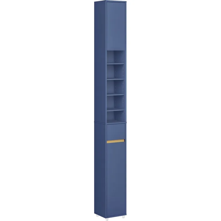 SoBuy BZR34-II-B Badezimmer-Hochschrank, MDF, Lackiert, Blau, 65 x 170 x 32 cm