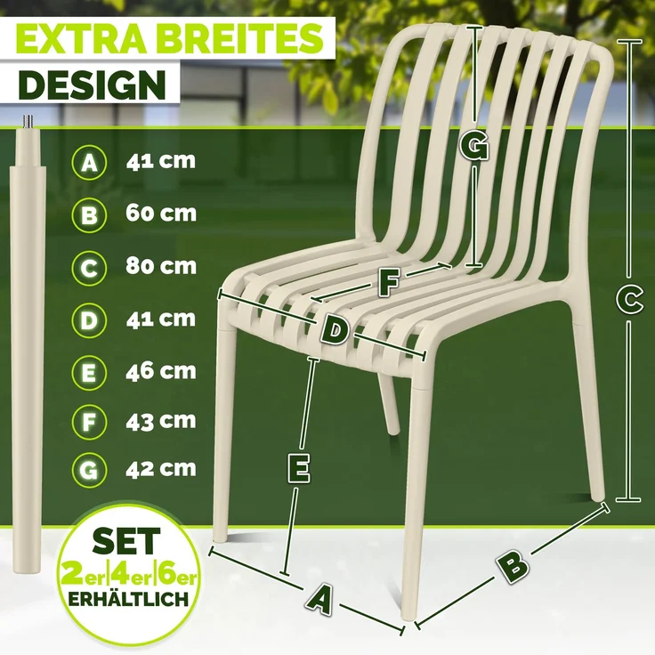 tillvex® Gartenstühle 4er Set Stapelbar Wetterfest | Outdoor Stühle bis 120kg belastbar | Gartenstühle Outdoor | Terrassenstuhl Gartenmöbel Balkon Garten Terrasse – Bild 7