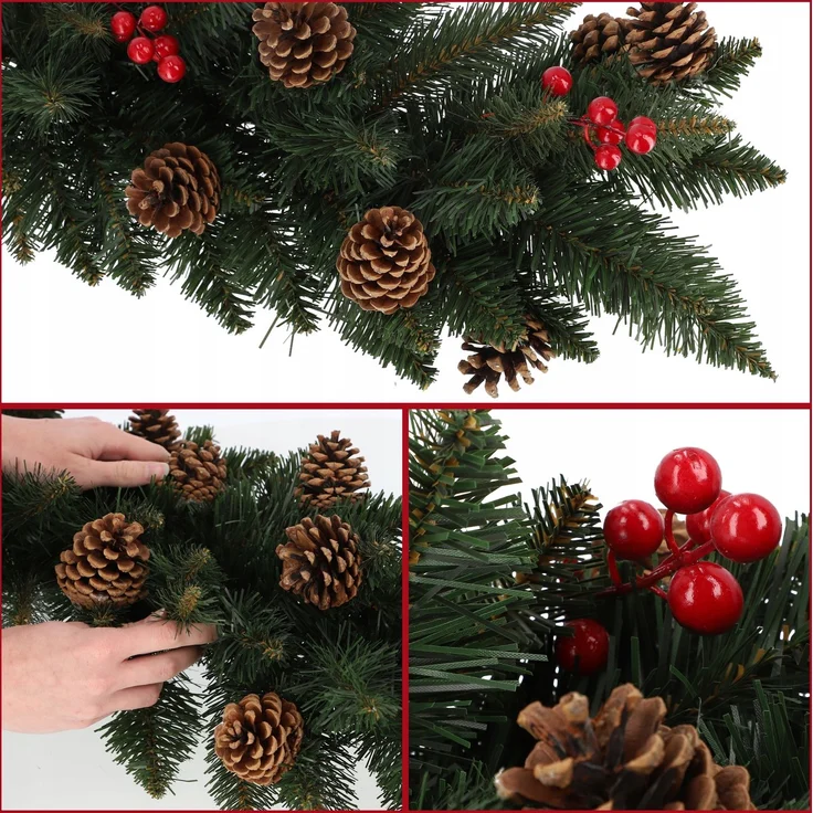 KADAX Weihnachtsbaumgirlande 115 cm. Dicht mit Zapfen – Bild 8