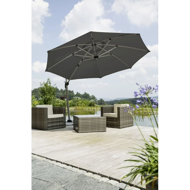 Schneider Schirme 'Rhodos Rondo' Sonnenschirm, Anthrazit, Ø ca. 350 cm – Bild 3