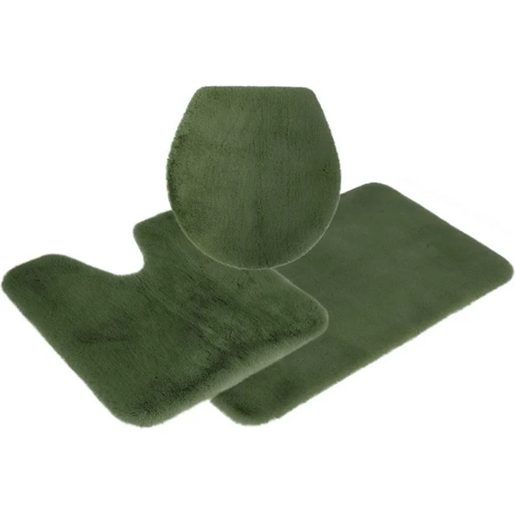 OTTO home Badematte Rabbit Badematten, Badvorleger, Badezimmer Teppich, Höhe 30 mm, rutschhemmend beschichtet, fußbodenheizungsgeeignet, schnell trocknend, strapazierfähig, Polyester, rechteckig, 3-tlg. Stand-WC Set, Kaninchenfell-Haptik, Badteppich, r... – Bild 4