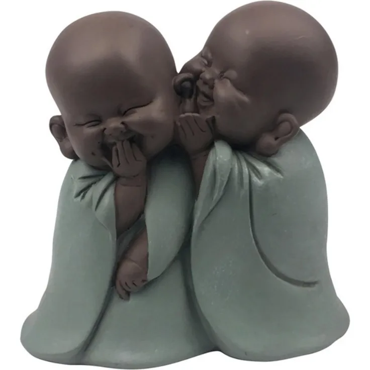 Bonze Flüsterer - Glücksbringer - Zen und Feng Shui Dekoration - Schafft eine entspannende und spirituelle Atmosphäre - Geschenkidee - Höhe: 12cm - Farbe: Grün und Braun - Zen'Light