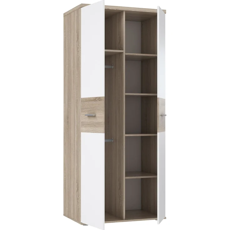 Kleiderschrank >WINNIE< in Sonoma Eiche / Weiss - 79,9x188,6x52,7cm (BxHxT) – Bild 5