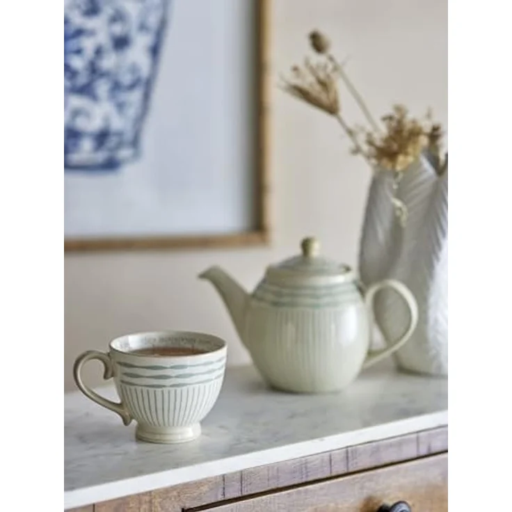 Bloomingville Tasse Maple Becher, Blau Steingut 420 ml Kaffeetasse Teetasse dänisches Design – Bild 3