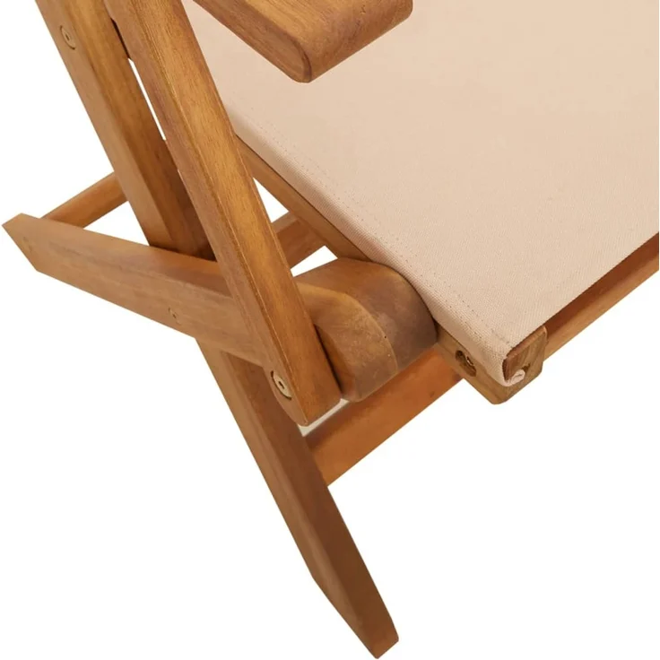 vidaXL Gartenstühle 2 Stk. Beige Massivholz Akazie & Stoff 367672 – Bild 10
