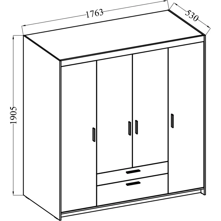 AX LIVING Schubladenschrank Garderobe Geölte Eiche Schrank Storicos 4T 176,3cm – Bild 7