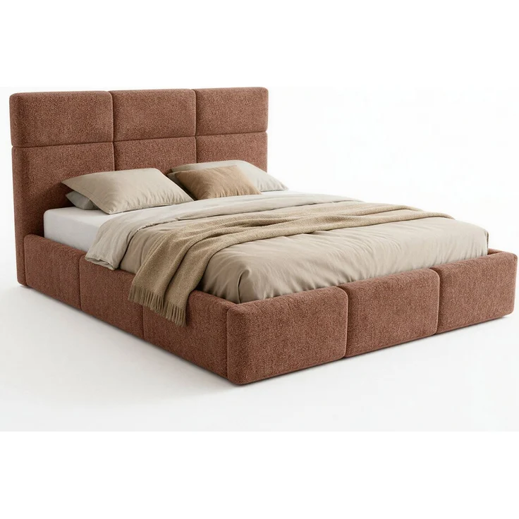 Polsterbett Celine - Bettkasten mit Gasdruckfedern - Doppelbett mit Lattenrost, Bett mit Polsterkopfteil, Bettgestell, Schlafzimmer, Bouclé-Stoff (160x200 cm, Rosa (Coral 45)) – Bild 2