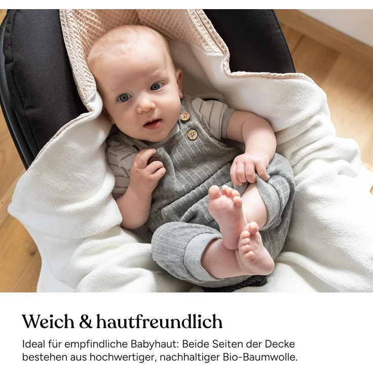 Einschlagdecke Babyschale, Babydecke für Kindersitz oder Kinderwagen, Ehrenkind, kuschelige Decke für Babys, Für das ganze Jahr – Bild 4