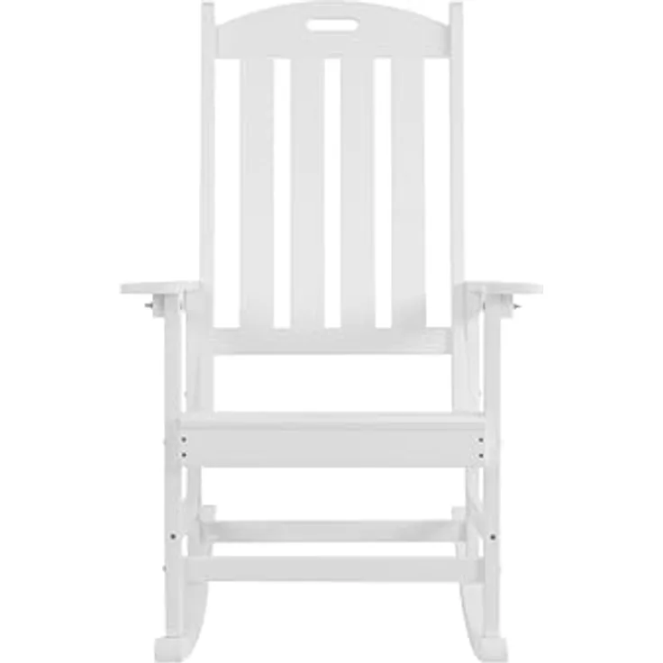Heavy Duty Weather Resistant HIPS Porch Rocking Chair for Outdoor & Indoor Use (White Color)