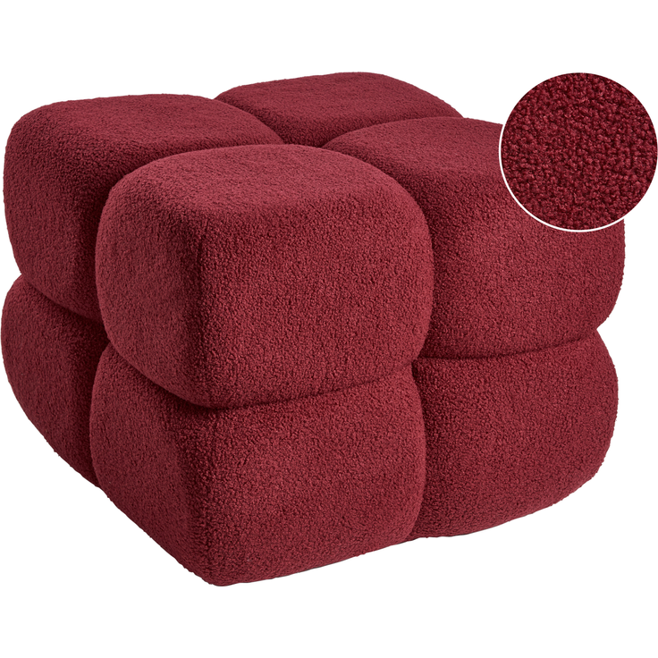 Pouf CALIENTE Bouclé Dunkelrot