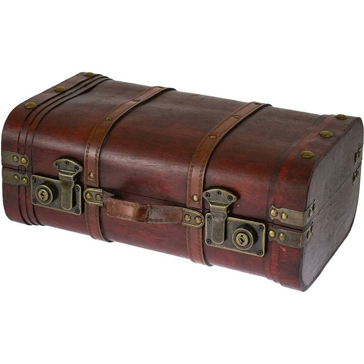 HMF Schatzkiste Schatztruhen aus Holz und dekorativen Schnappverschlüssen (2er Set, versch. Größen), Vintage Koffer, Peru – Bild 3