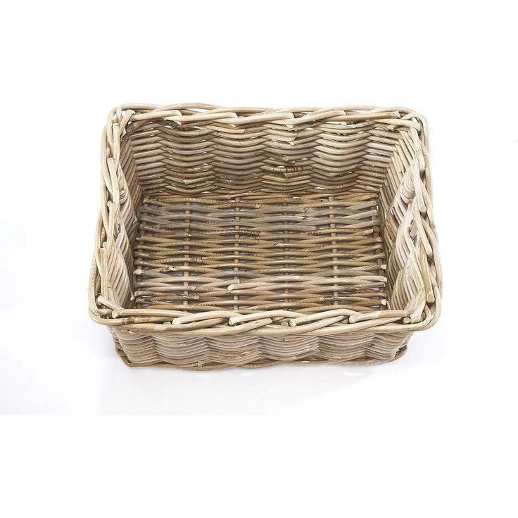 Kobolo Aufbewahrungskorb Rattankorb Kubu grau eckig 40x30x20 cm – Bild 3