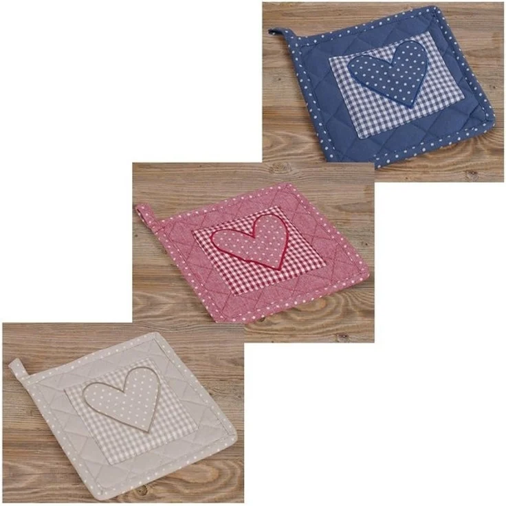 matches21 HOME & HOBBY Topflappen Topflappen Landhaus Premium Punkte Herz Karo 20x20 cm, (1-tlg) – Bild 4