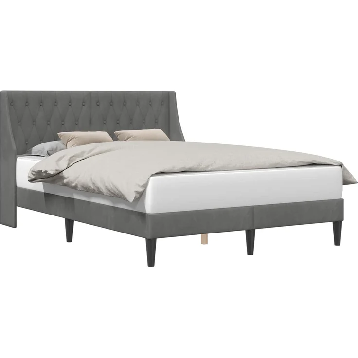 vidaXL Bettrahmen mit Kopfteil Dunkelgrau 137 x 190 cm Samt 42027463 – Bild 2