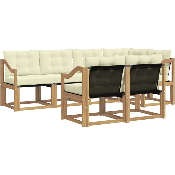 vidaXL Outdoor-Sofagarnitur 7 stk. 7-Sitzer Weiß und Creme 3389580 – Bild 2