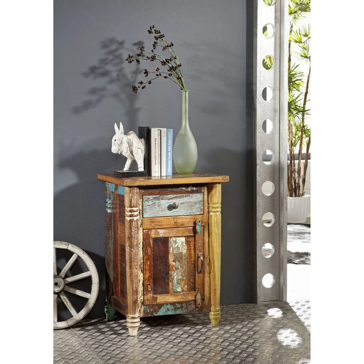 Nachttisch Altholz 50x42x70 mehrfarbig lackiert FABLE #03 – Bild 8
