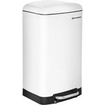 Songmics Mülleimer mit Inneneimer und Deckel, Softclose, luftdicht, Stahl, 30 Liter, Weiß