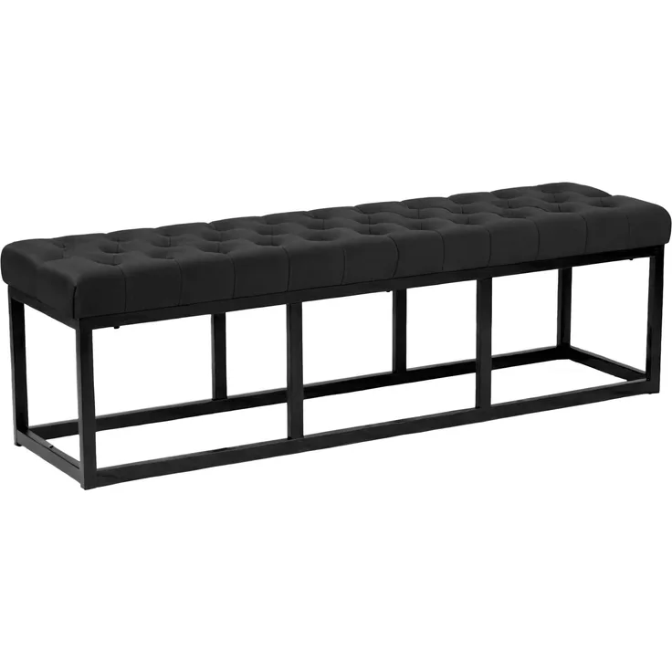 CLP Sitzbank Polson, Modern, Gestell schwarz, Samt, Gesteppt, Bodenschoner, Design,schwarz 150 cm