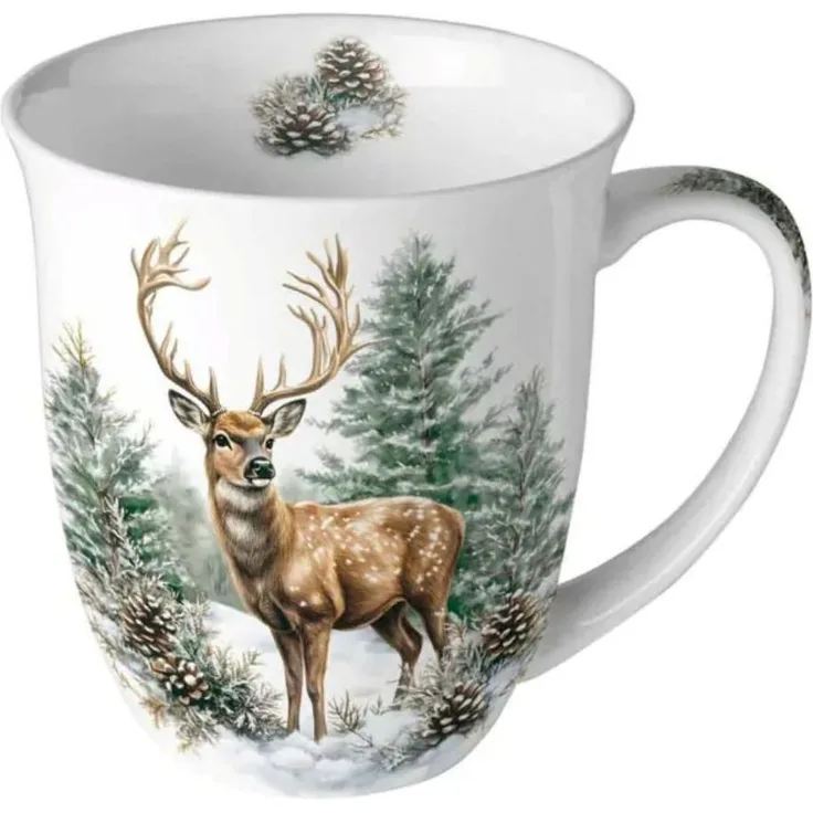 Ambiente Luxury Paper Products Becher Tiere, Wild, Tieren, Wald, Planzen Motiv, Tee/Kaffee Tasse, 1-tlg, Porzellan Mug Hirsche-Niedliche Waldtier, Tiere, Schnee - Eis -Motive - Ideal für Kaffee, Tee oder Kakao - Dekorativer Geschenkartikel, Festliches ...